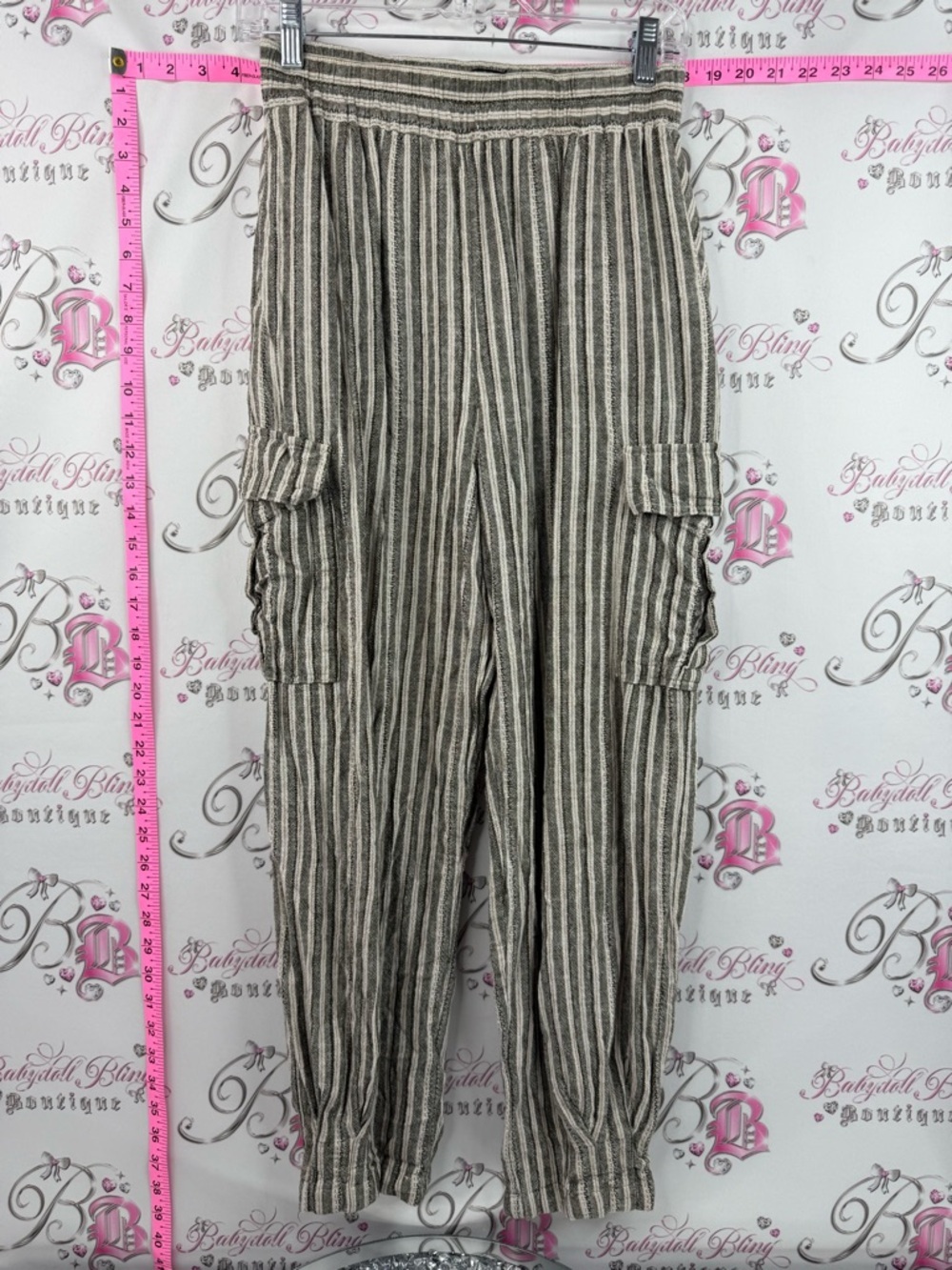 BDG joggers stripes tan Beige and Black Striped Cargo Joggers